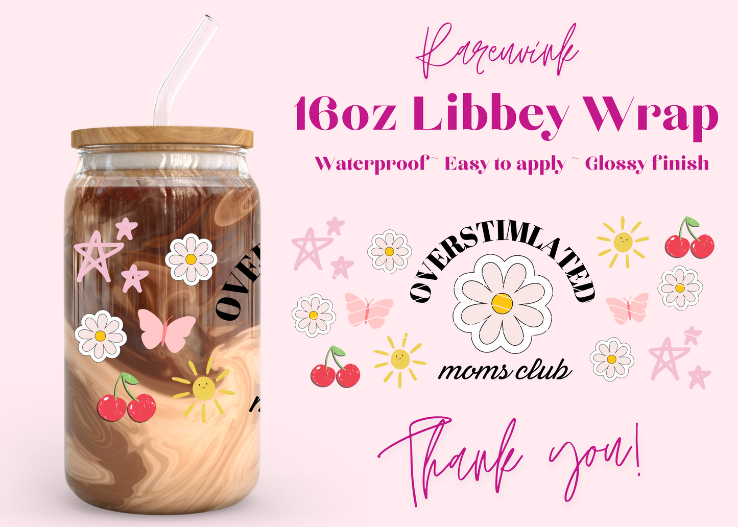 #951 Overstimulated Moms Club 16oz UVDTF Wrap