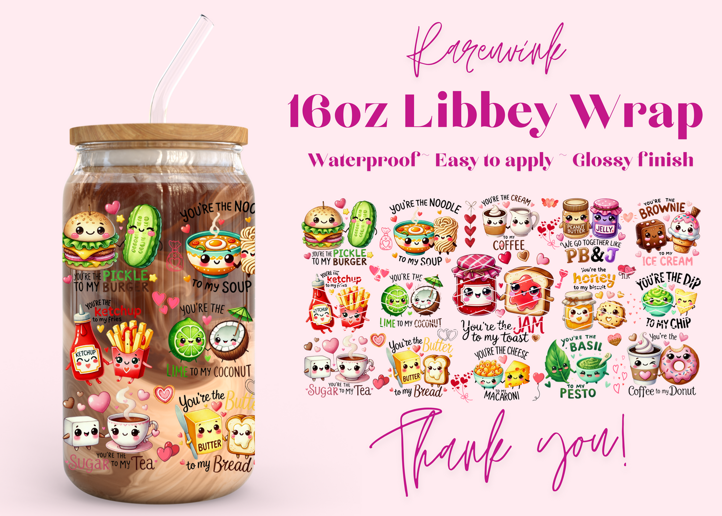 #913 Food Pairs 16oz UVDTF Wrap