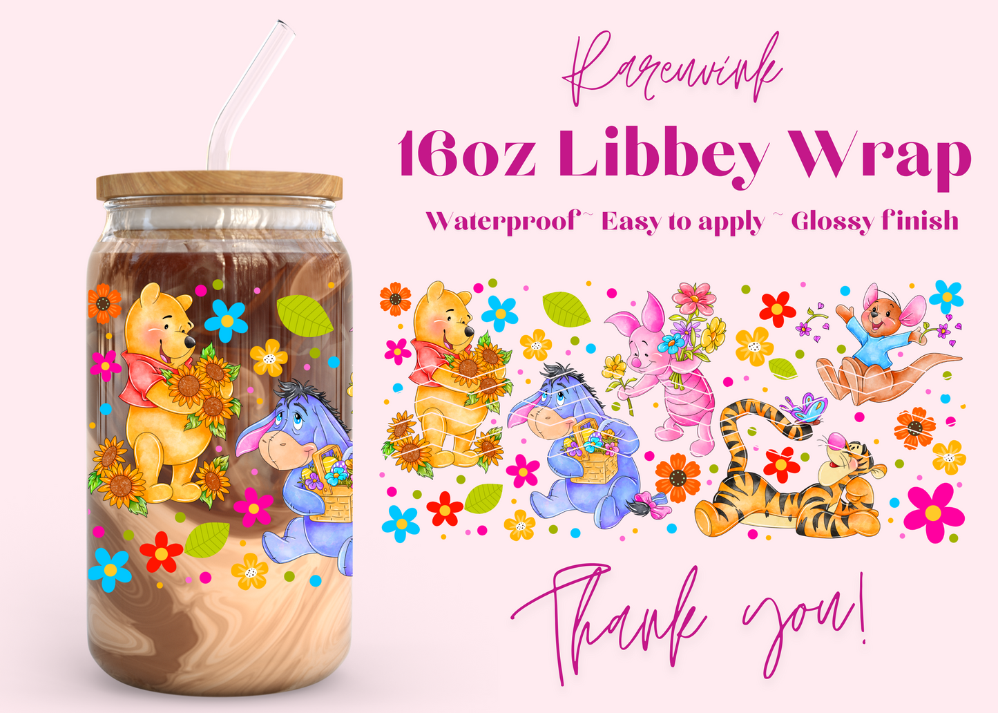 #889 Winnie Pooh Colorful 16oz UVDTF Wrap