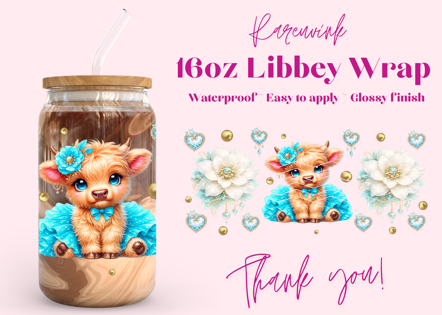 #1229 Exclusive Highland Cow 16oz UVDTF Wrap