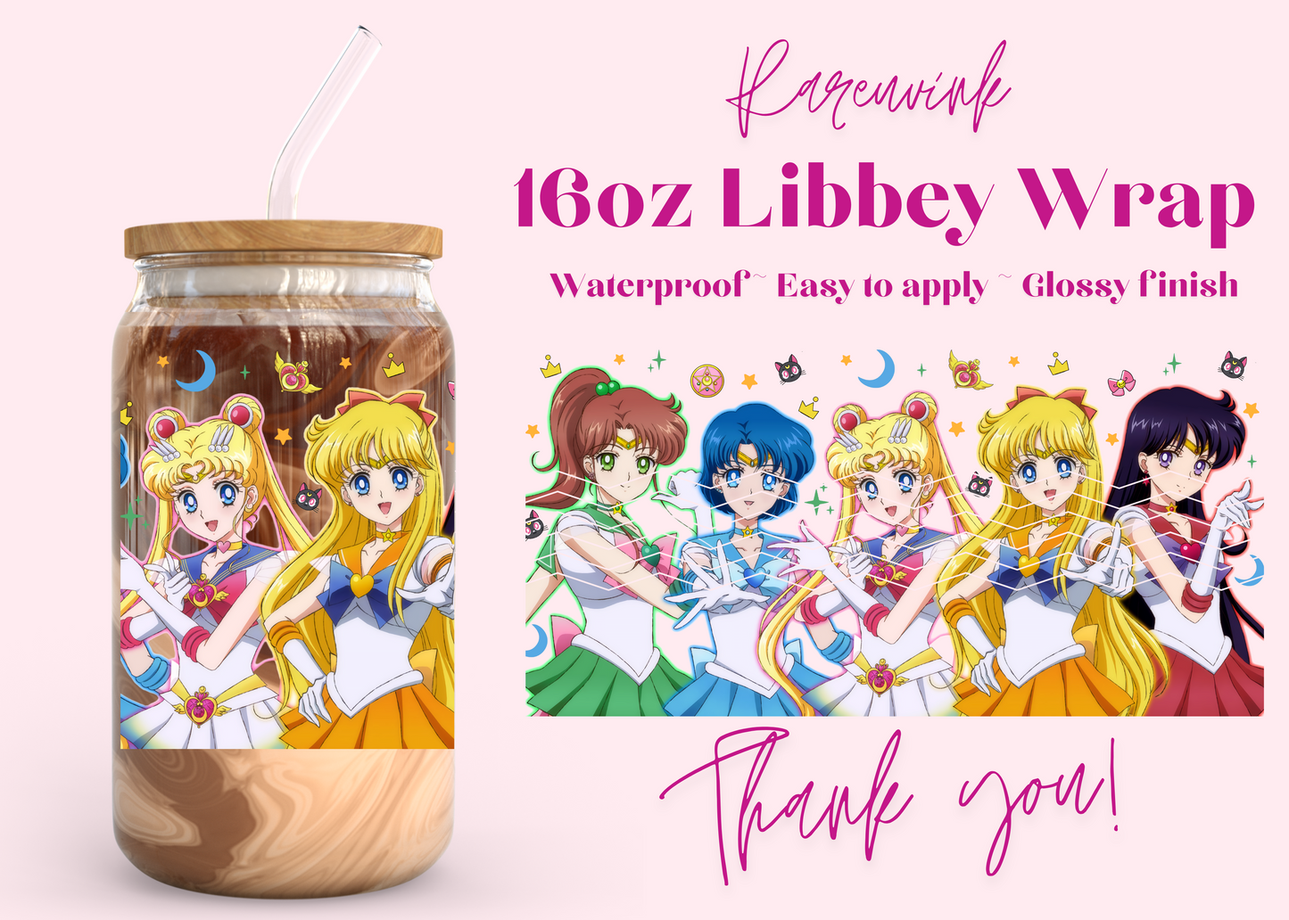 #860 Sailormoon Anime 16oz UVDTF Wrap