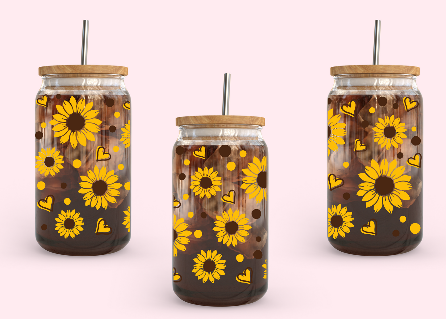 #1100 Sunflower Hearts 16oz UVDTF Wrap