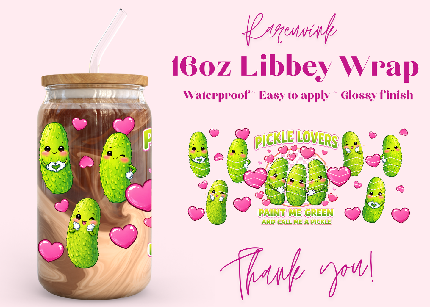 1237 Pickle Lover 16oz UVDTF Wrap
