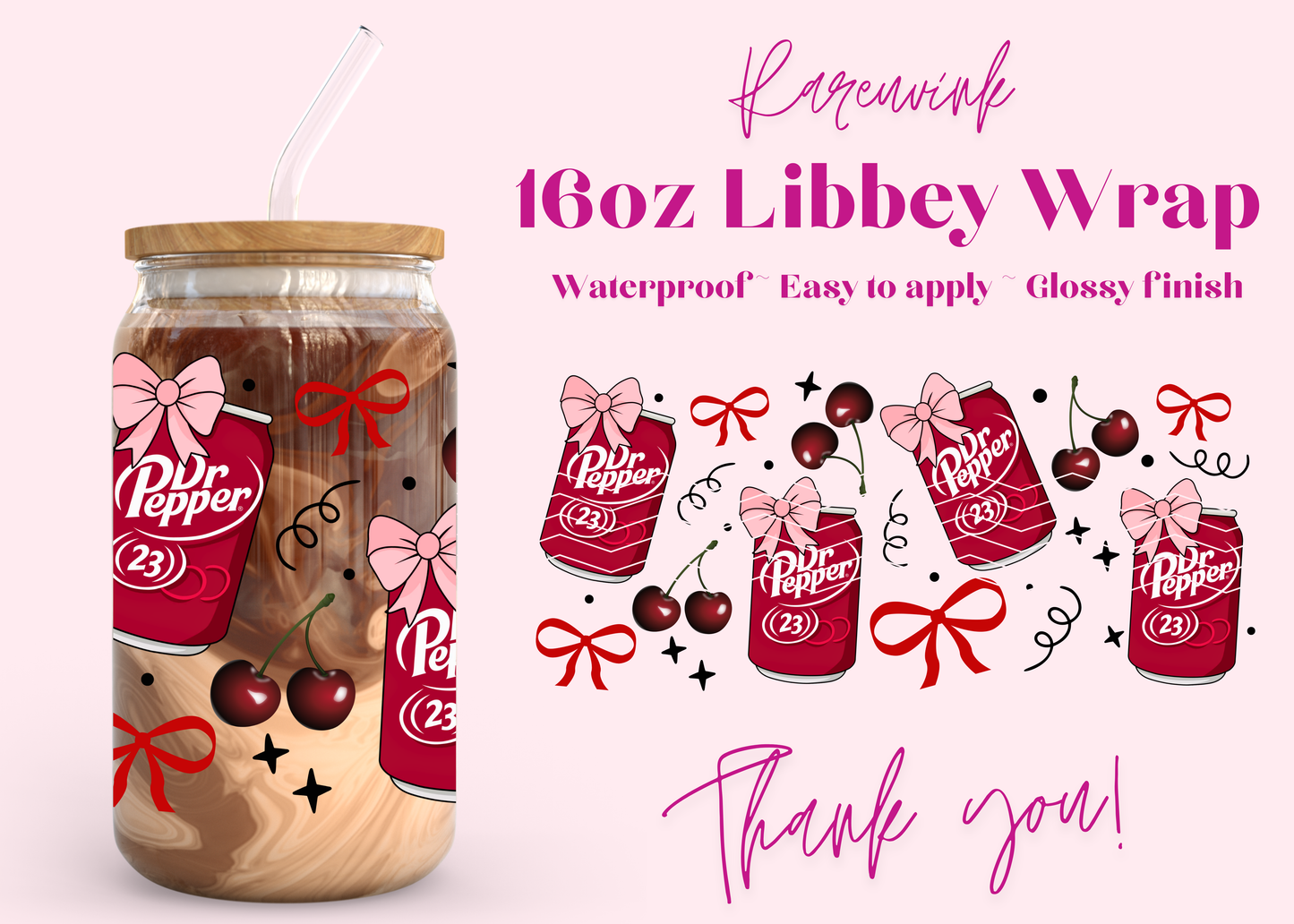 #1222 Dr Pepper 16oz UVDTF Wrap