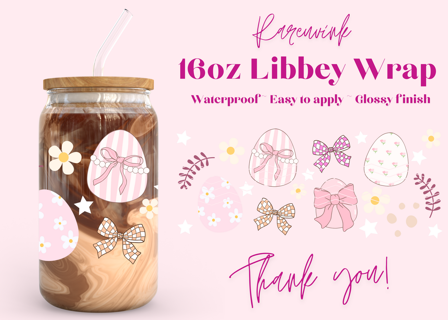 #955 Pink Easter 16oz UVDTF Wrap