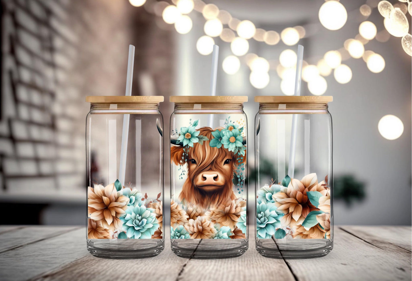 #169 Cute Cow Blue UV DTF 16 oz Wrap