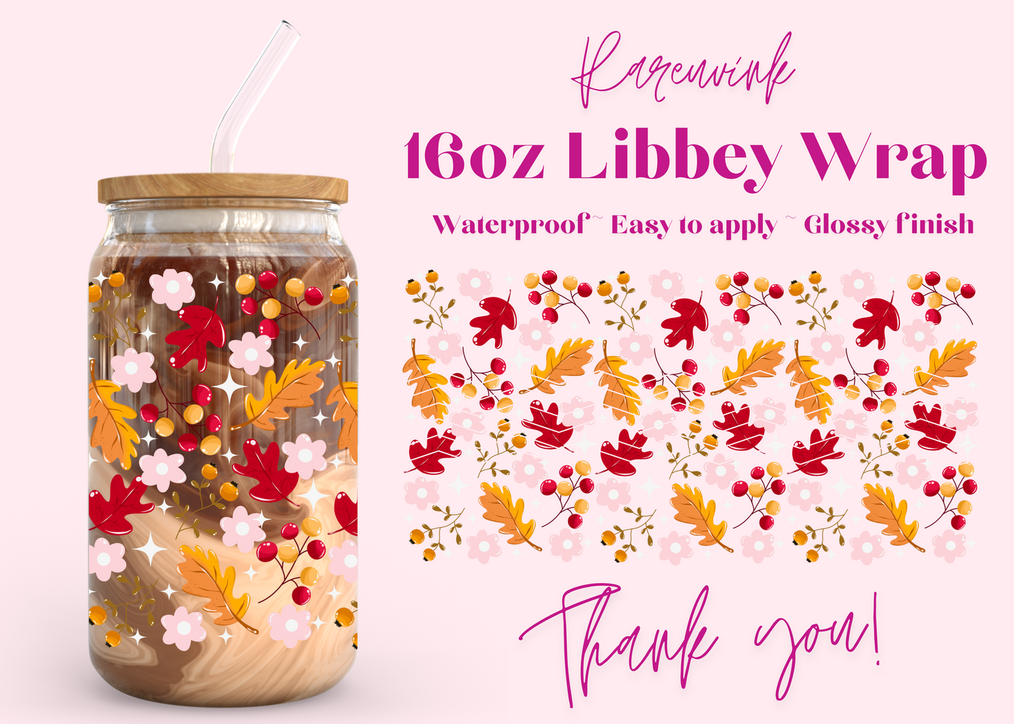 #1176 Fall leaves 16oz UVDTF Wrap