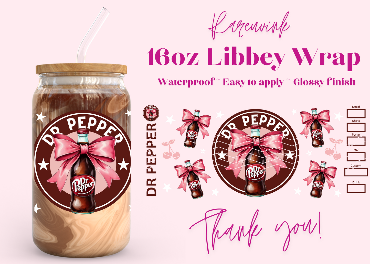 #856 Dr Pepper 16oz UVDTF Wrap