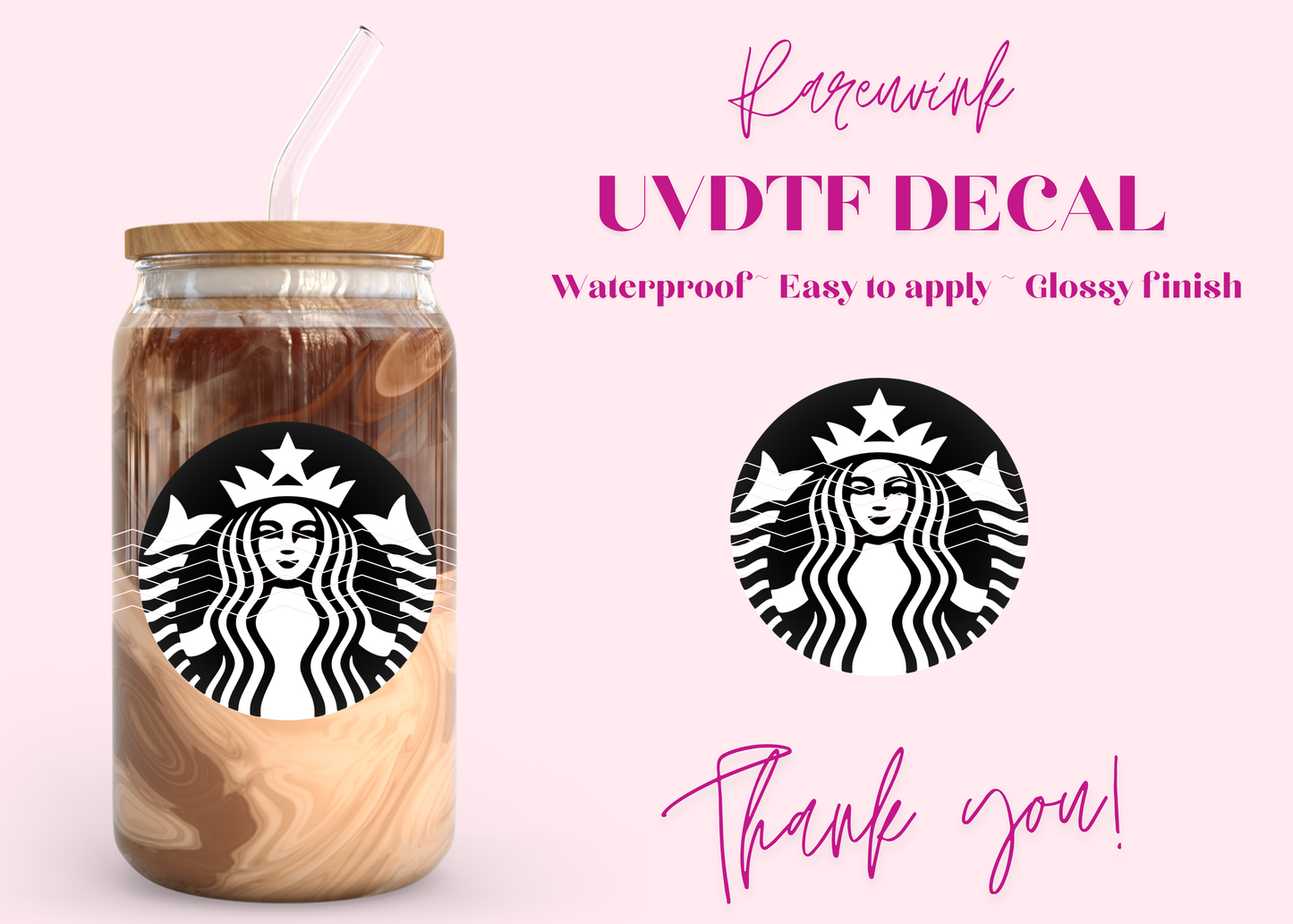 #1004 Black Starbucks Logo UVDTF Decal