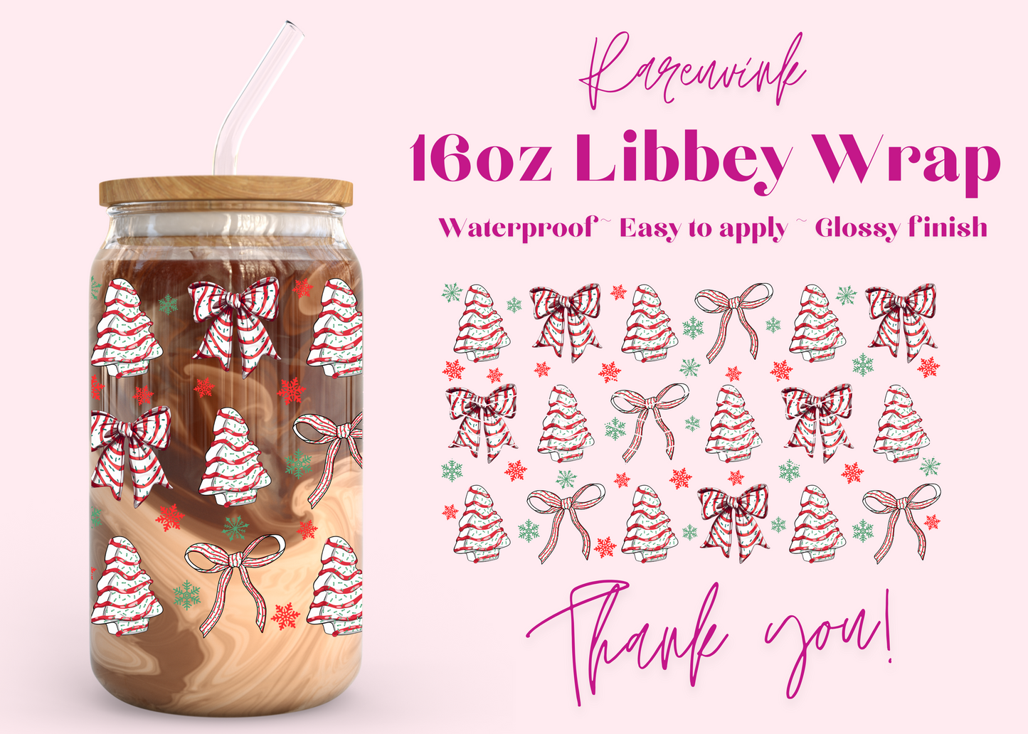 #872 Christmas Coquette 16oz UVDTF Wrap