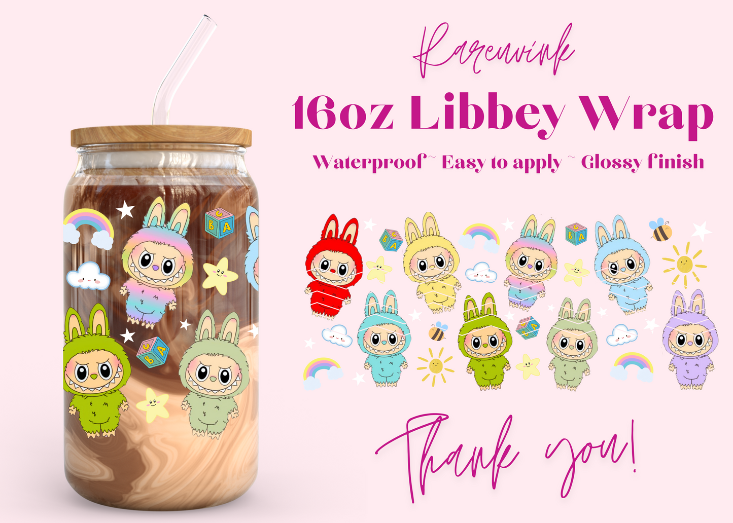 #989 Labubu 16oz UVDTF Wrap