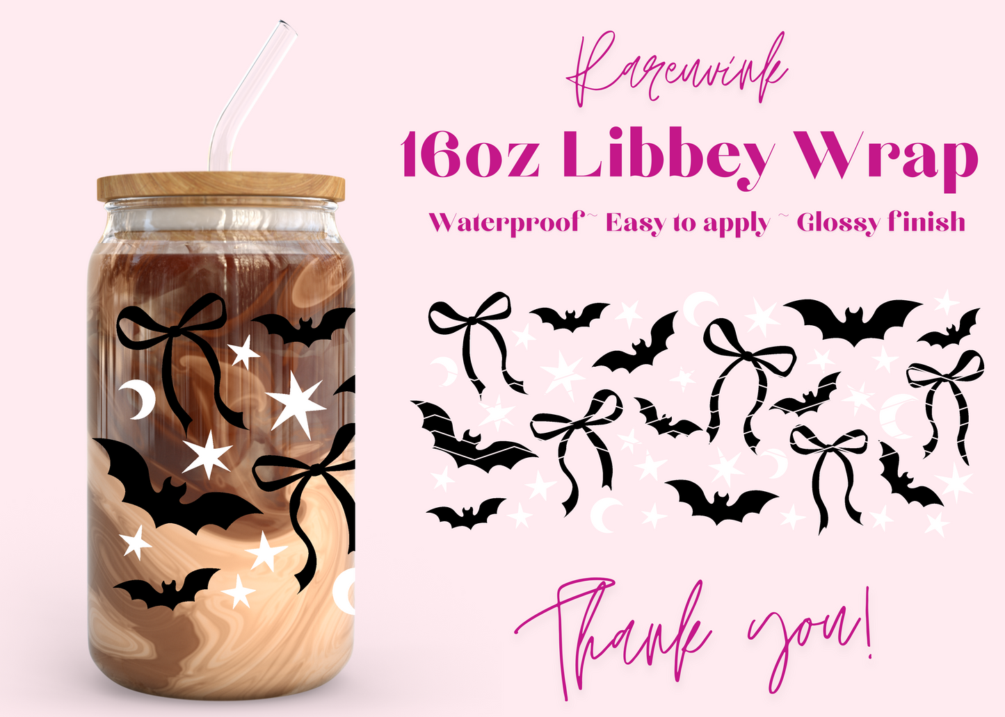 #1138 Bats Coquette 16oz UVDTF Wrap