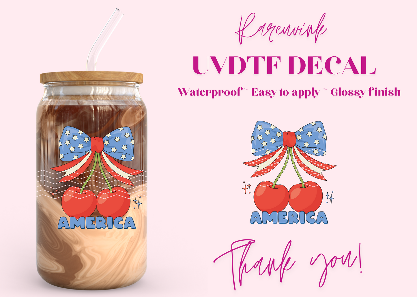 #1070 America Cherry UVDTF Decal