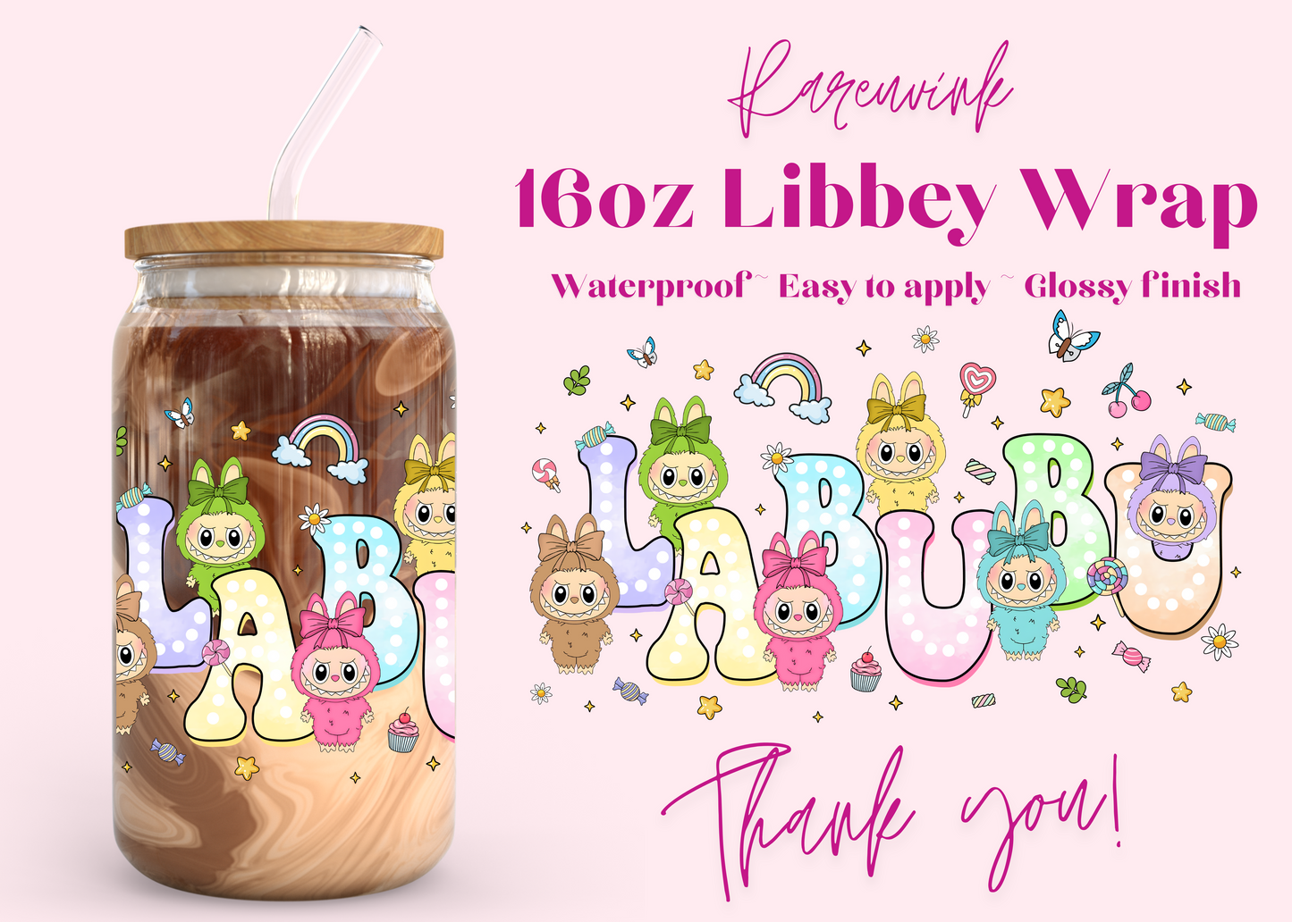 #1085 Labubu Babies 16oz UVDTF Wrap