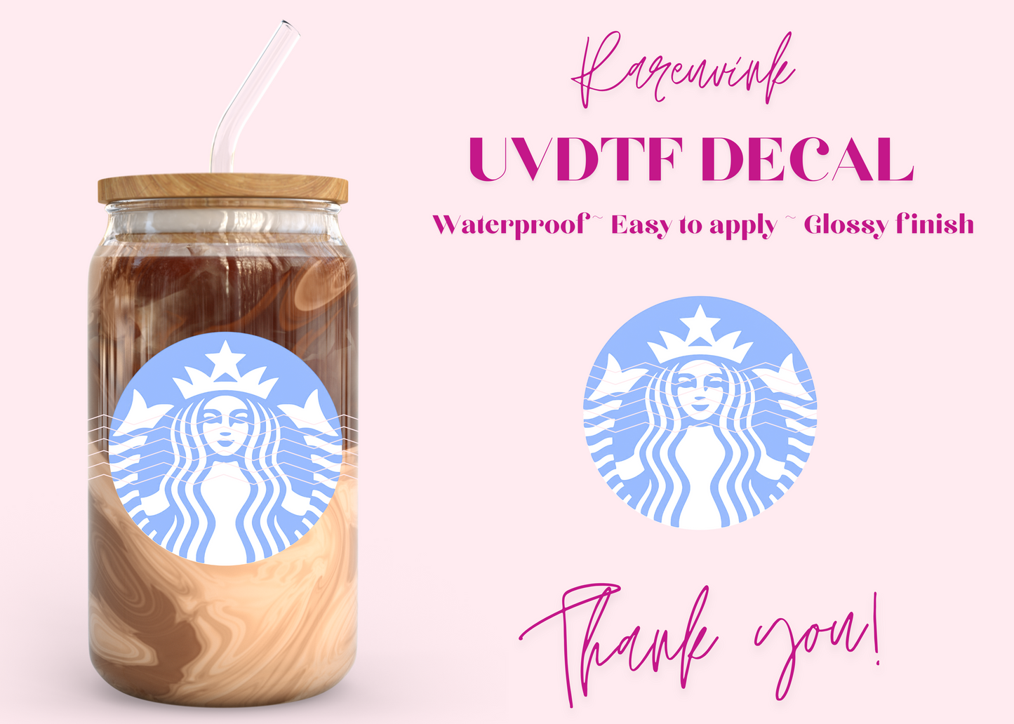 #1006 Light Blue Starbucks Logo UVDTF Decal