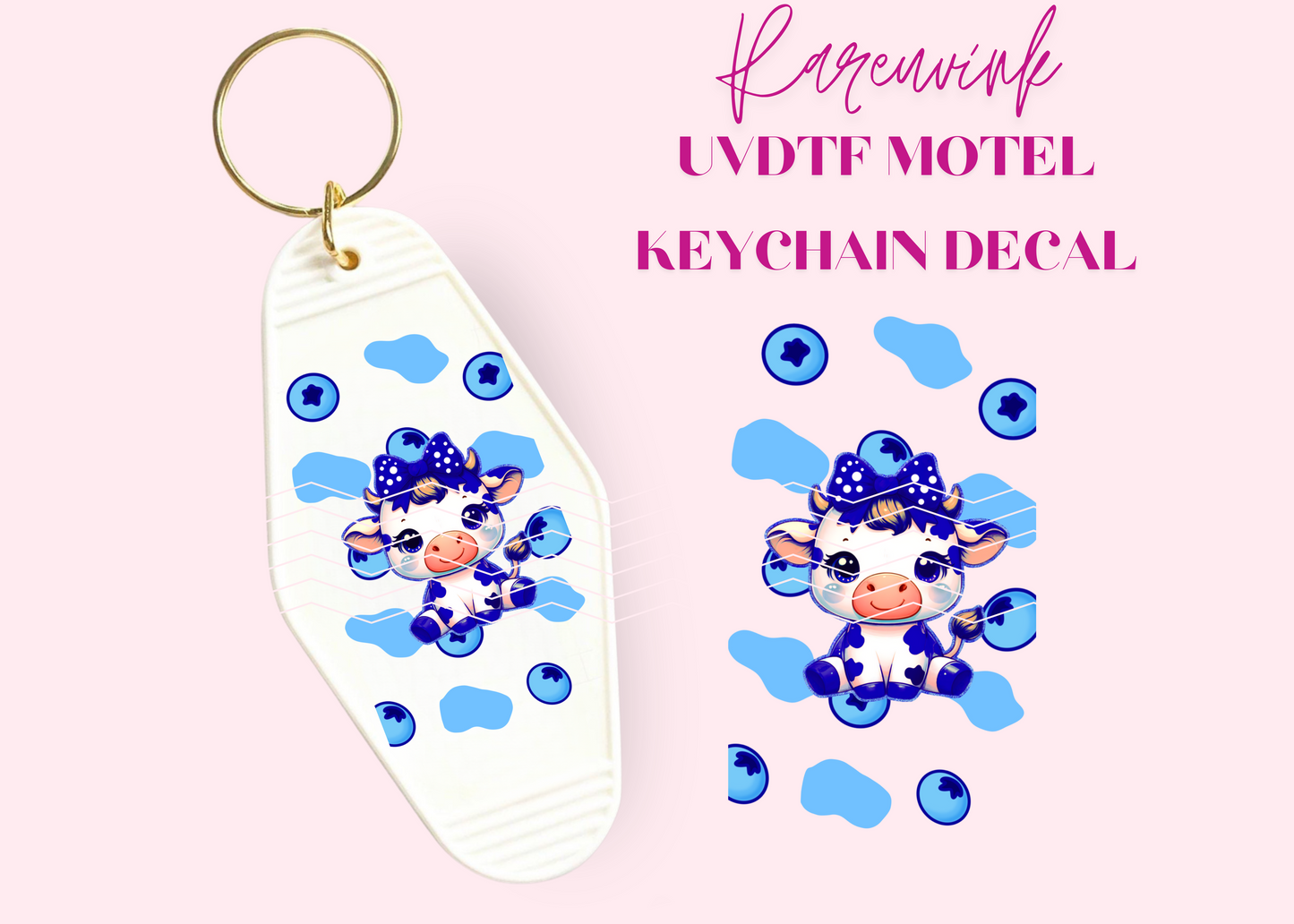 M1 Blueberry Cow Motel Keychain UVDTF Pack of 3
