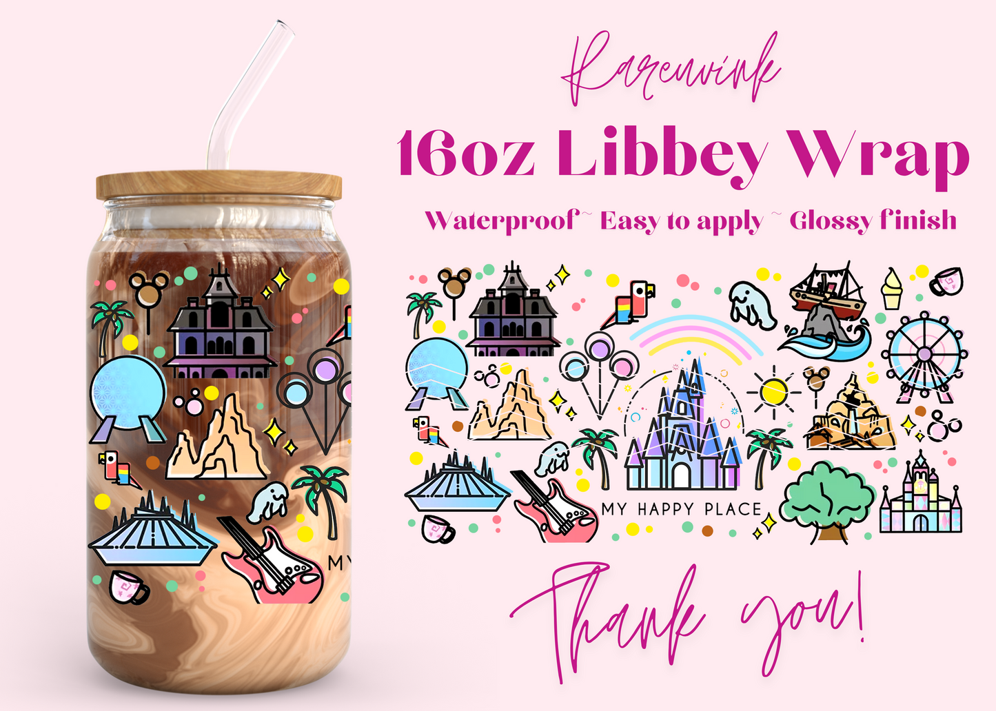 #870 Disneyworld 16oz UVDTF Wrap