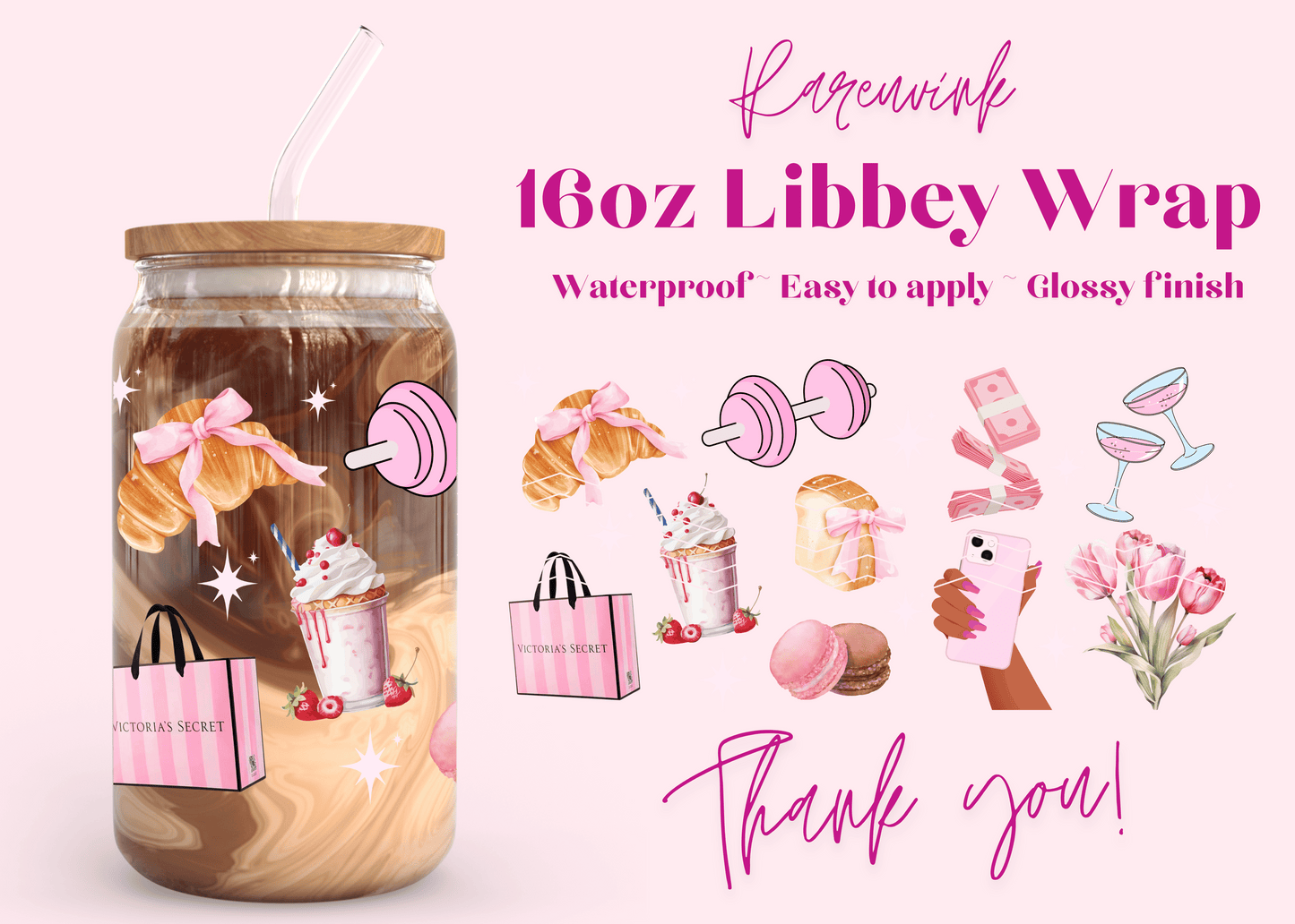 #1010 It Girl Pink 16oz UVDTF Wrap