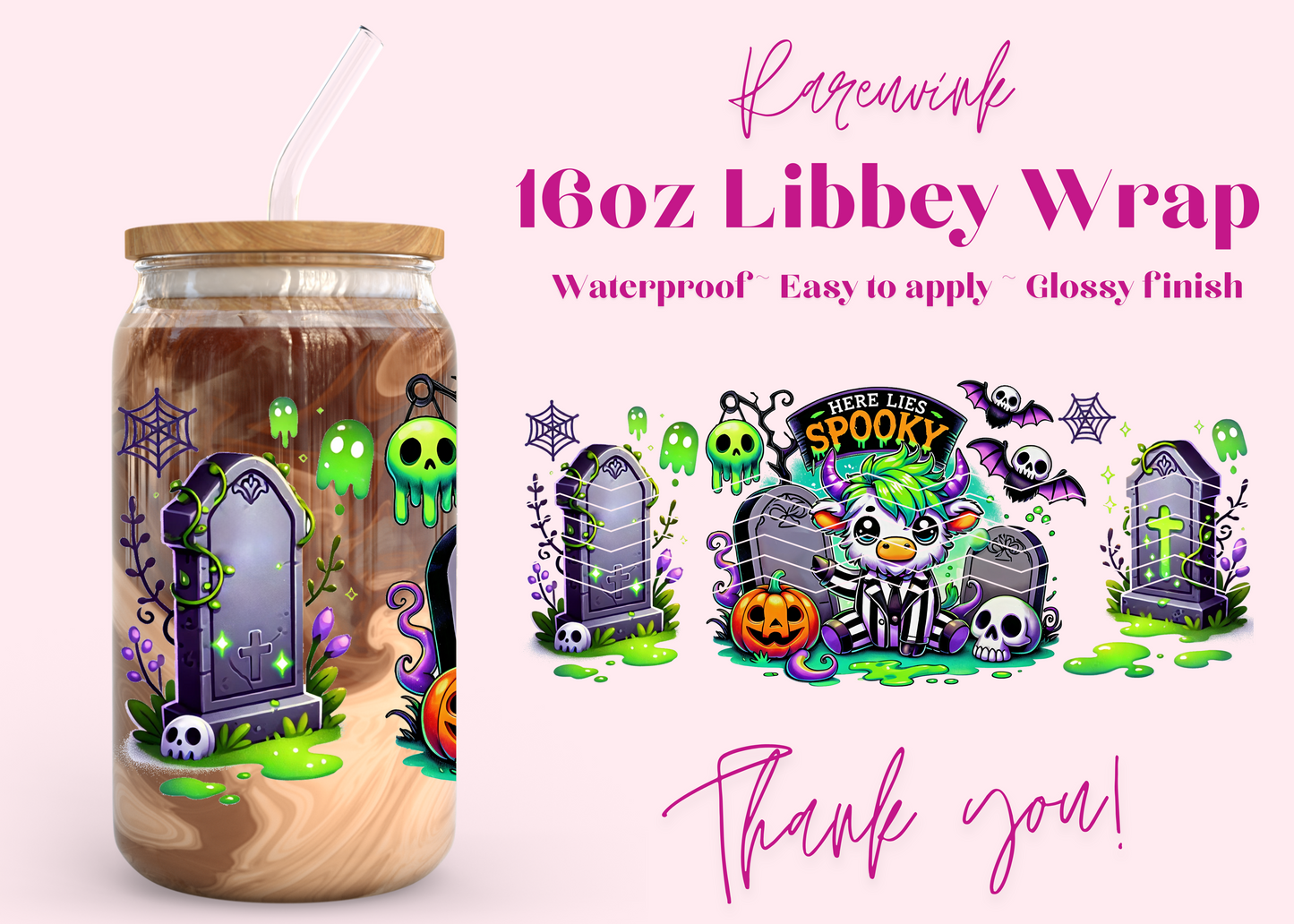 #1103 Cow Spooky 16oz UVDTF Wrap
