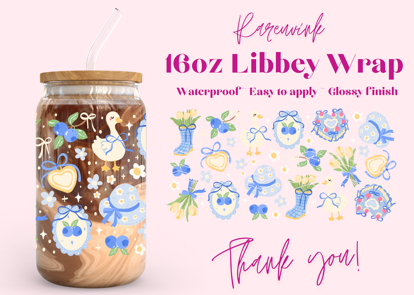 #1032 Blueberry Coquette 16oz UVDTF Wrap