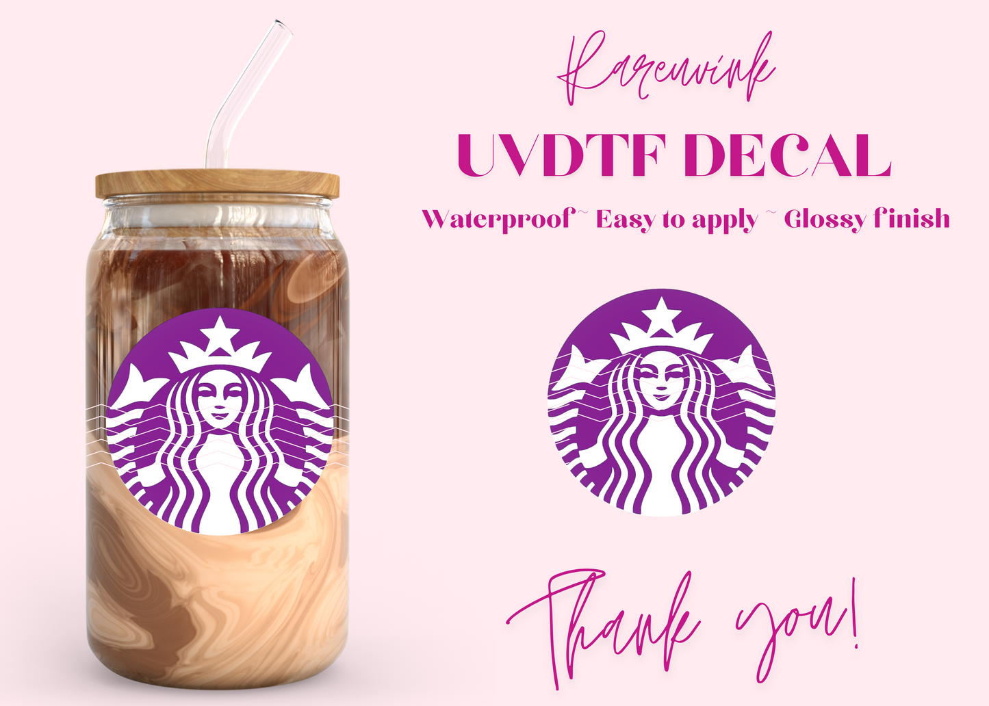 #1005 Dark Purple Starbucks Logo UVDTF Decal
