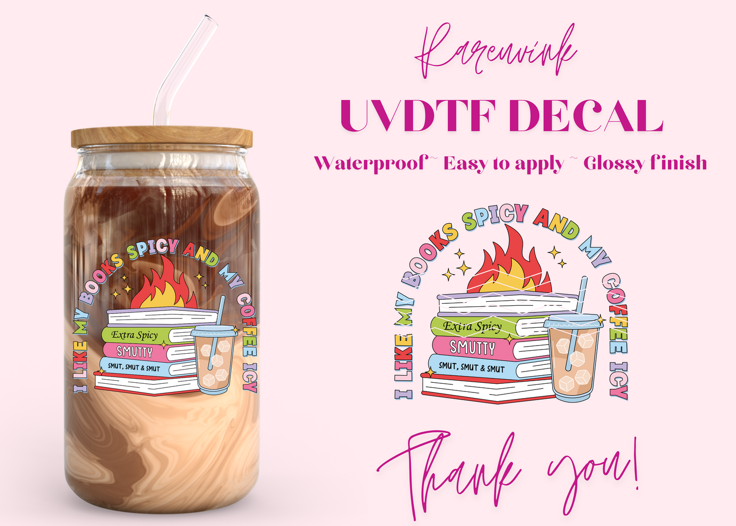 #881 Books Spicy Coffee Icy UVDTF Decal