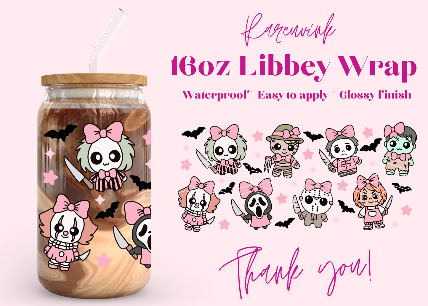 #1151 Scream Pink 16oz UVDTF Wrap