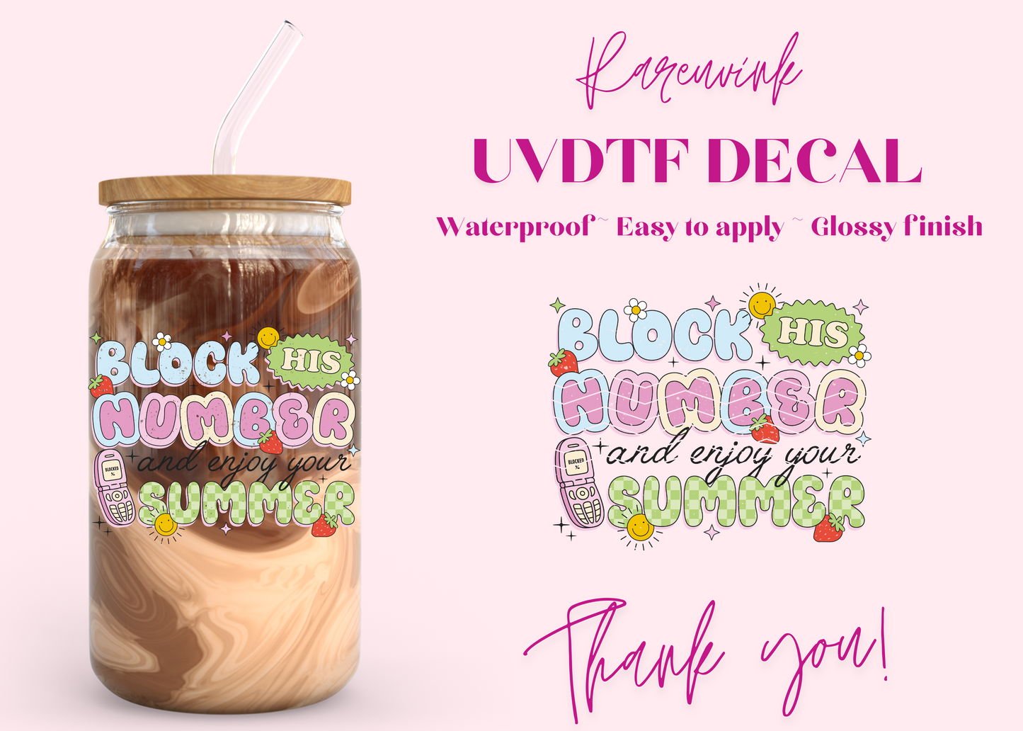 #883 Block his Number UVDTF Decal