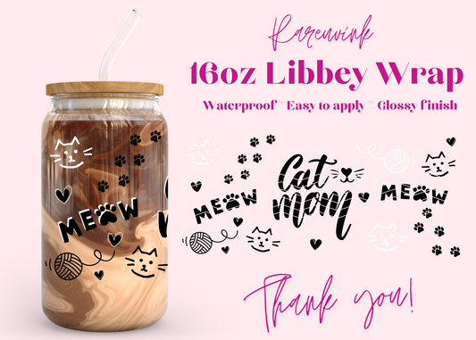 #1128 Cat Mom 16oz UVDTF Wrap