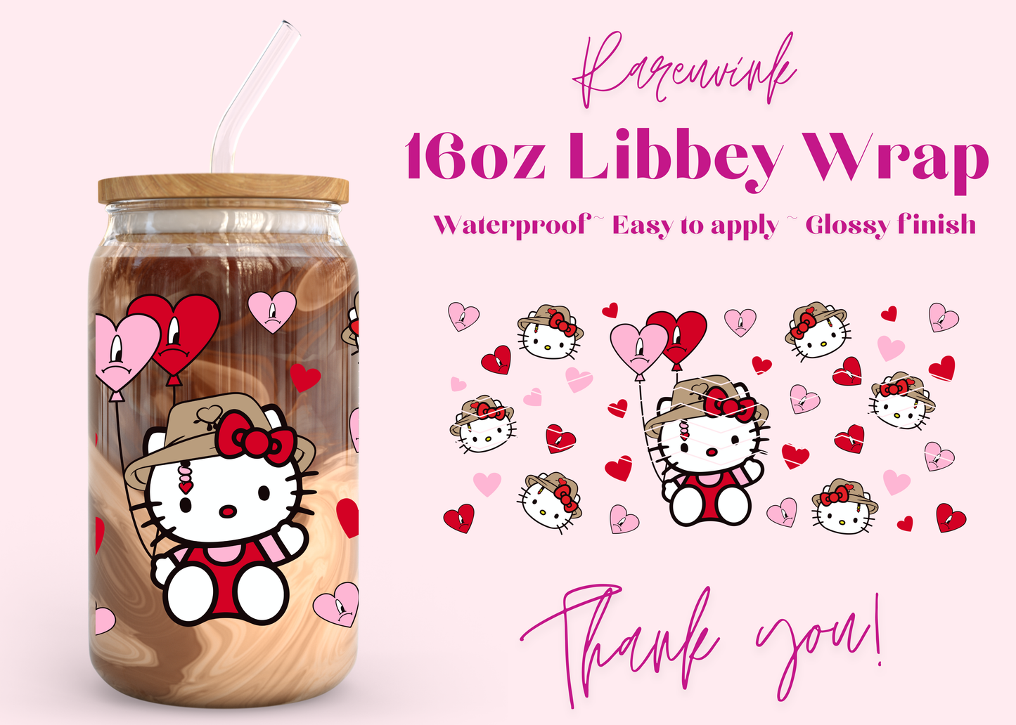 #1184 Minnie Hearts 16oz UVDTF Wrap