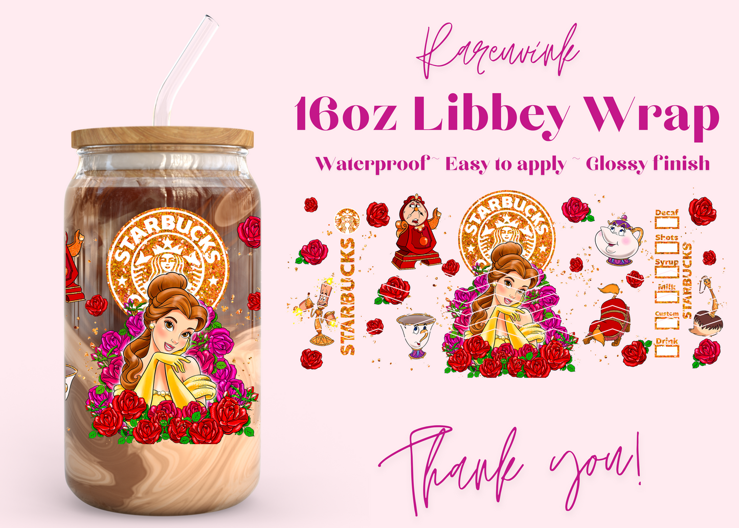 #1035 Bella Starbucks 16oz UVDTF Wrap