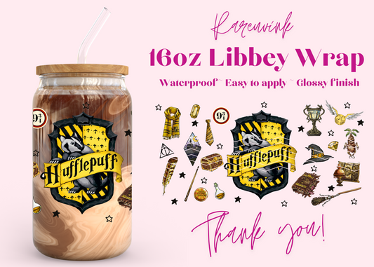 #850 HufflePuff Harry Potter 16oz UVDTF Wrap