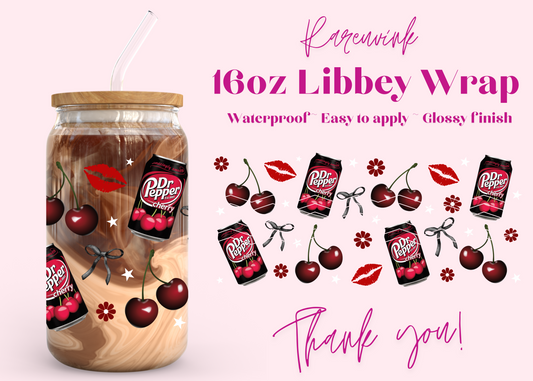 #1060 Dr Pepper Cherry 16oz UVDTF Wrap