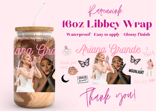 #853 Ariana Grande 16oz UVDTF Wrap
