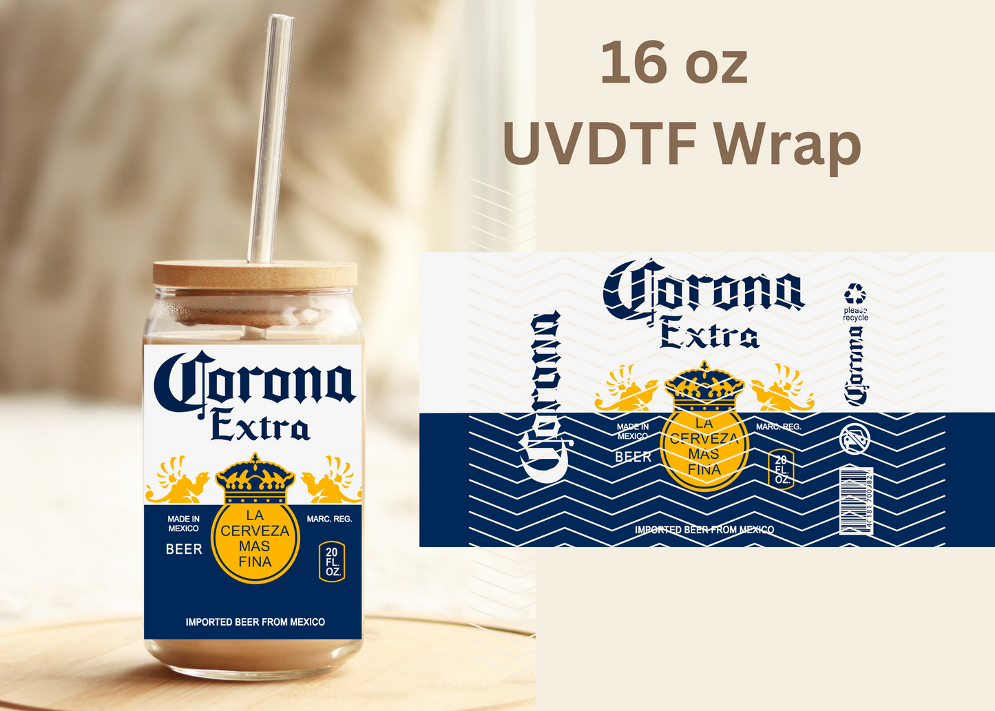 #456 Corona Extra UVDTF 16 oz Wrap