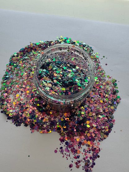 Purple and Green Holographic Glitter 2oz Jar