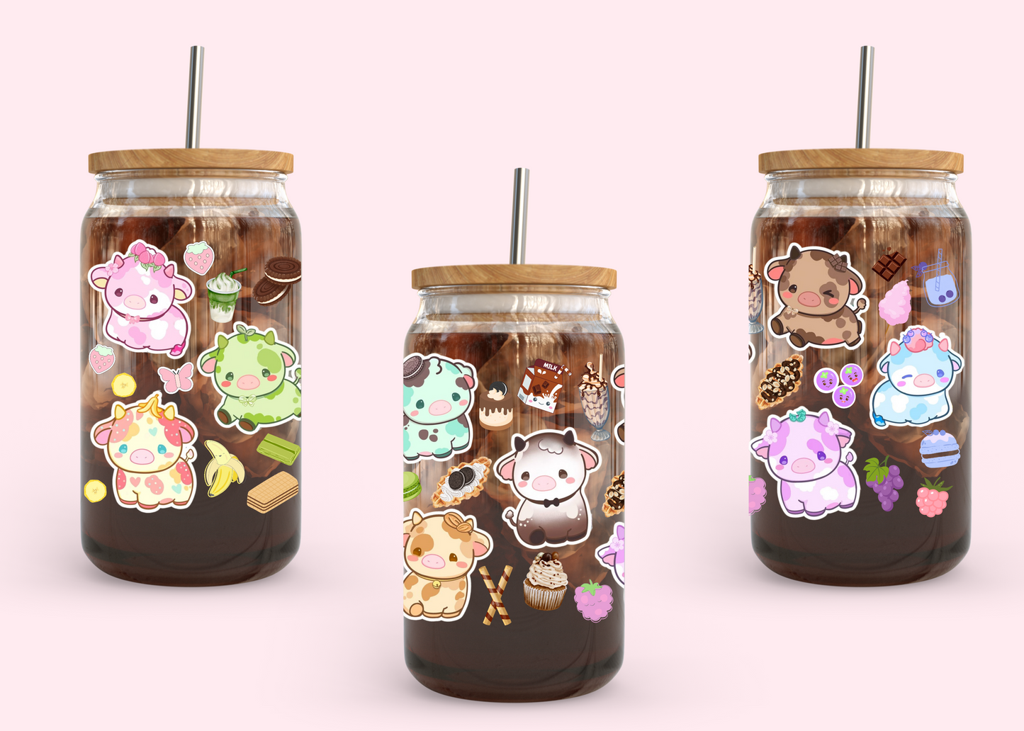 #998 Kawaii Cows 16oz UVDTF Wrap