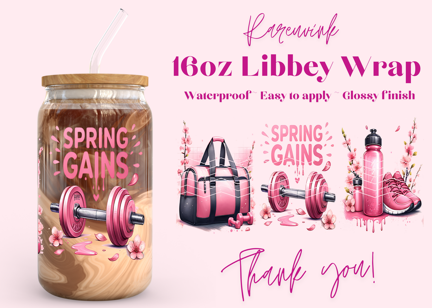 #1025 Spring Gains 16oz UVDTF Wrap