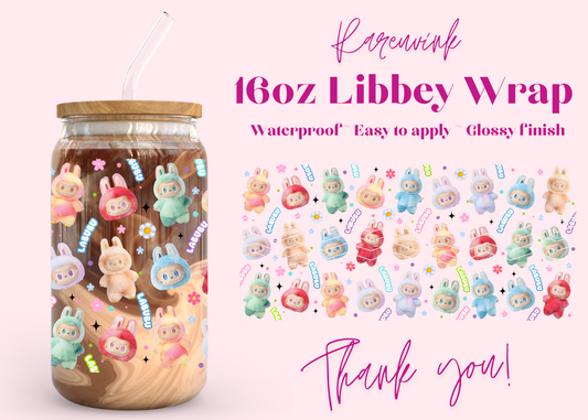 #1088 Labubu Cartoon 16oz UVDTF Wrap