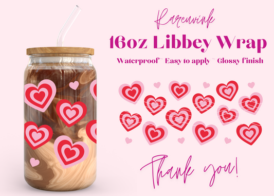 #877 Heart Valentines Day 16oz UVDTF Wrap