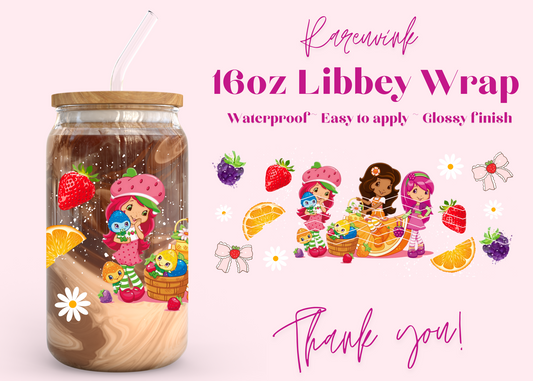 #1055 Strawberry Shortcake 16oz UVDTF Wrap