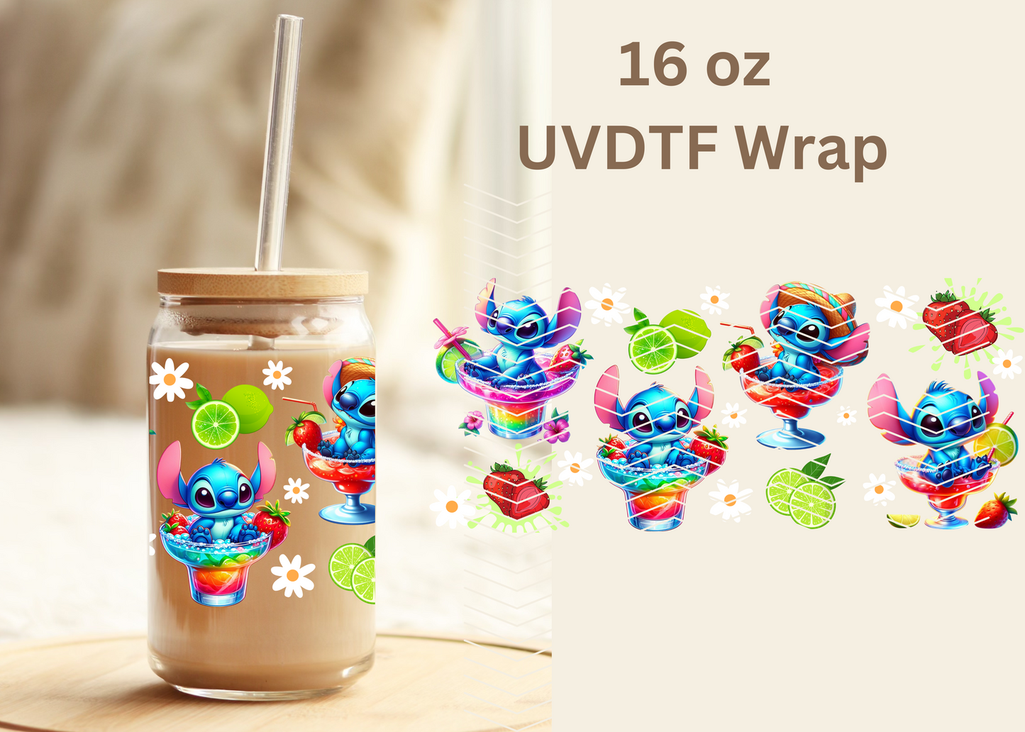 #432 Stitch Margarita Exclusive UVDTF 16 oz Wrap