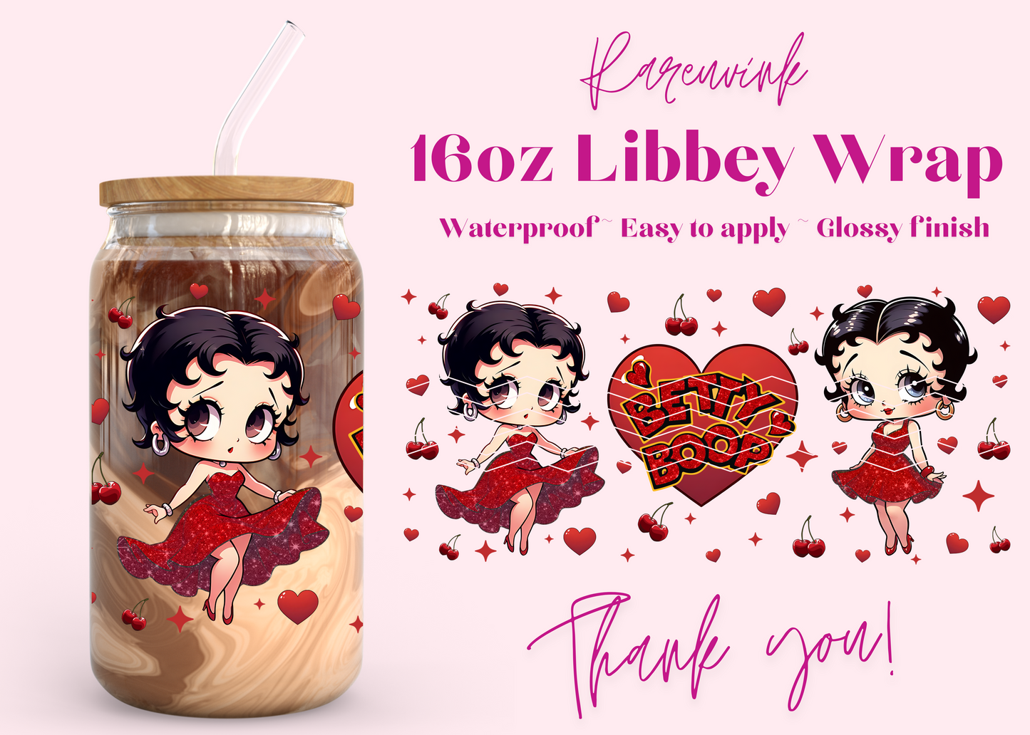 #1159 Bettty Boop 16oz UVDTF Wrap
