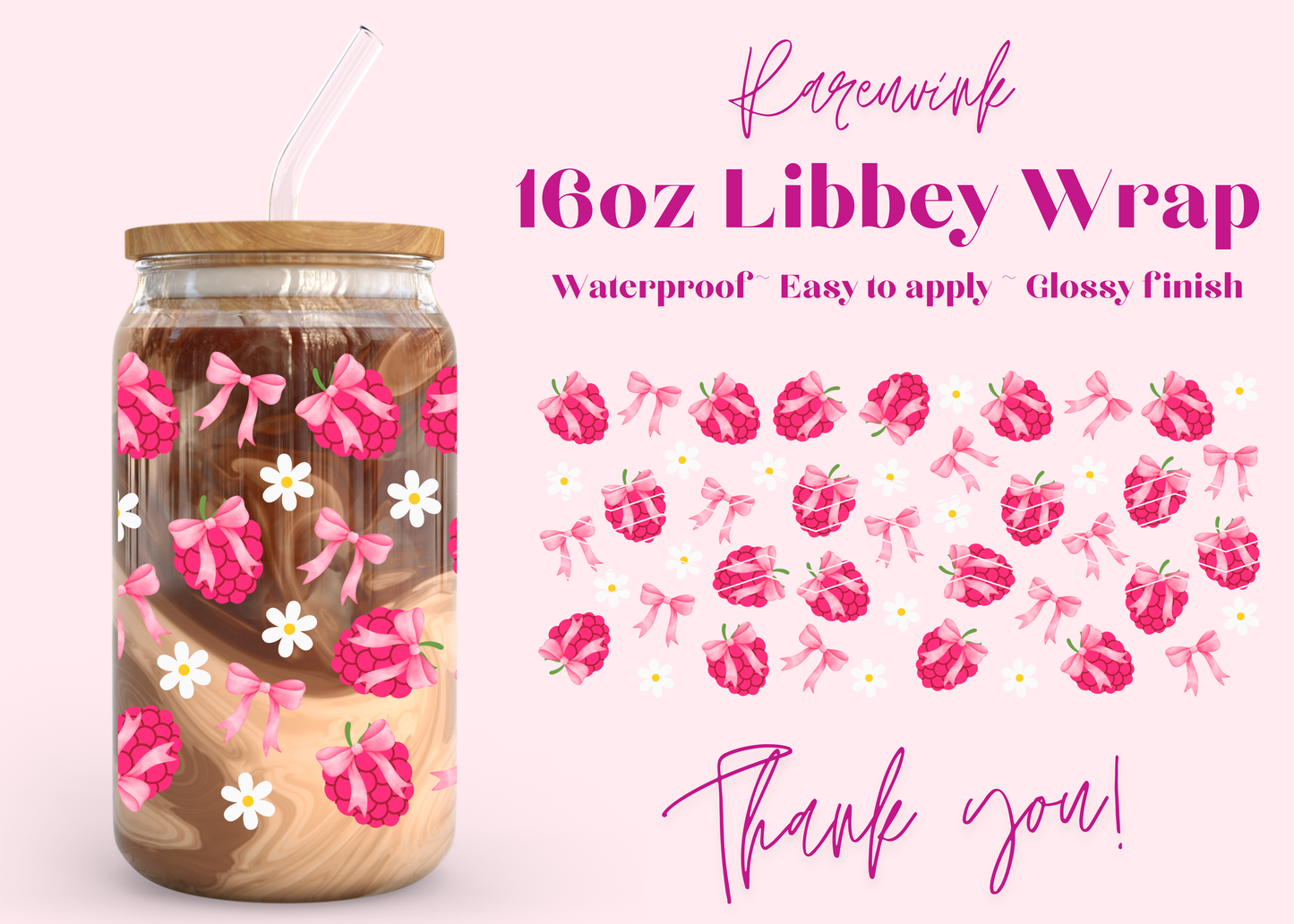 #1191 Strawberries 16oz UVDTF Wrap