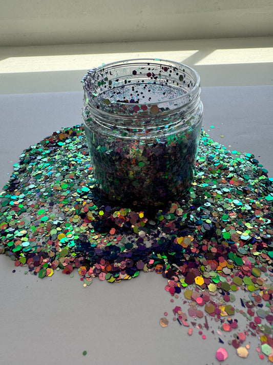 Purple and Green Holographic Glitter 2oz Jar