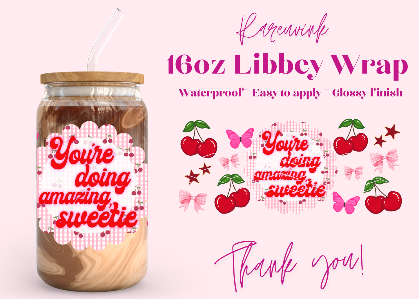 #1250 Doing Amazing 16oz UVDTF Wrap