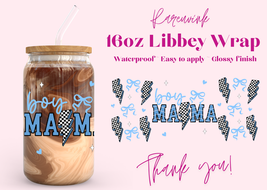 #1177 Boy Mama Bow 16oz UVDTF Wrap