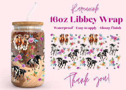 #1052 Horse Flowers 16oz UVDTF Wrap