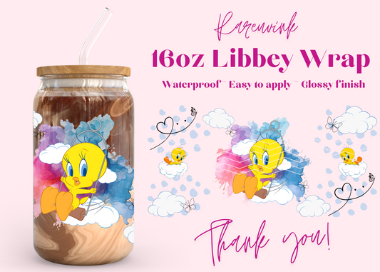 #1111 Tweety Clouds 16oz UVDTF Wrap