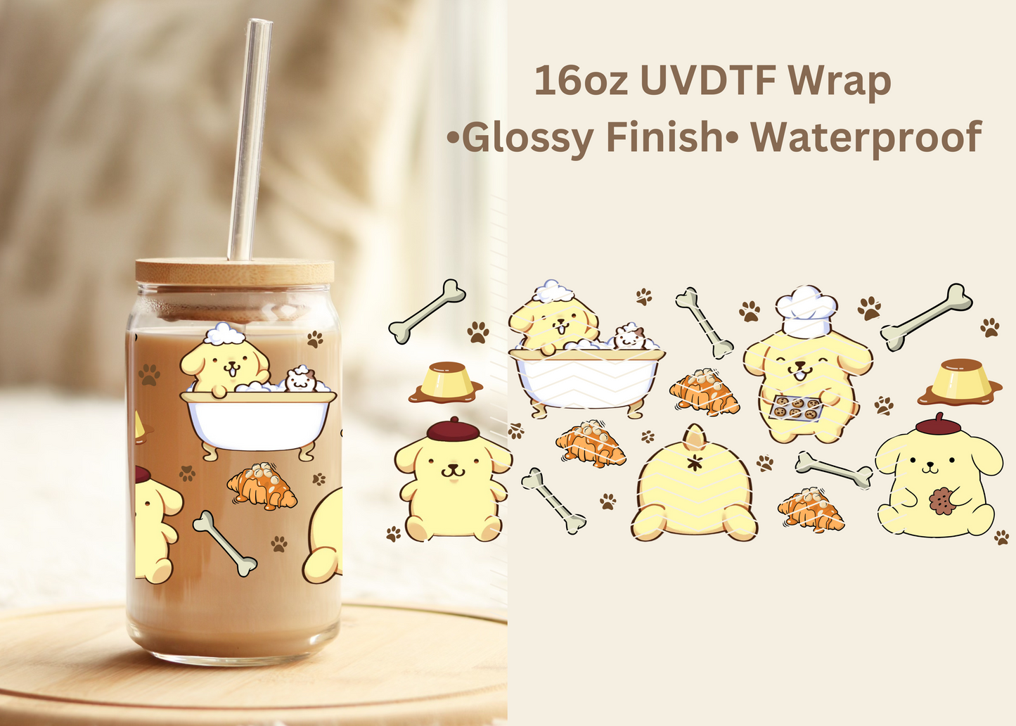 #706 Pompompurin 16oz UVDTF Wrap